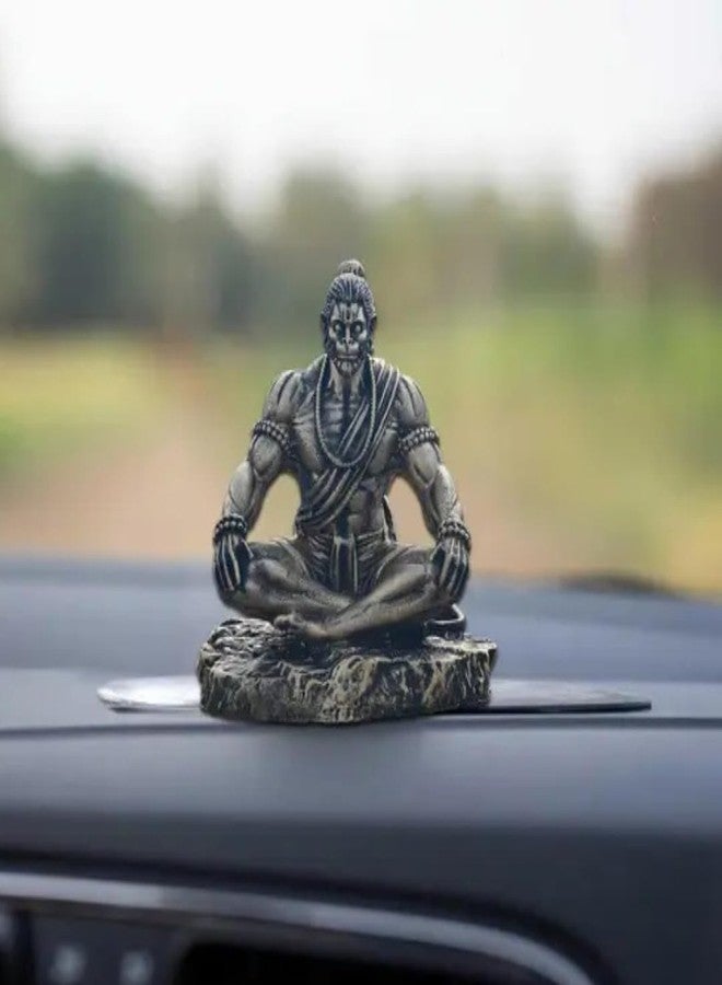 KUTUMBH Lord Hanuman Ji Idol for Car Dashboard, Home Temple & Office | Premium Finish Decorative Resin Hanuman Statue for Pooja, Meditation & Home Décor | Grey - Image 3